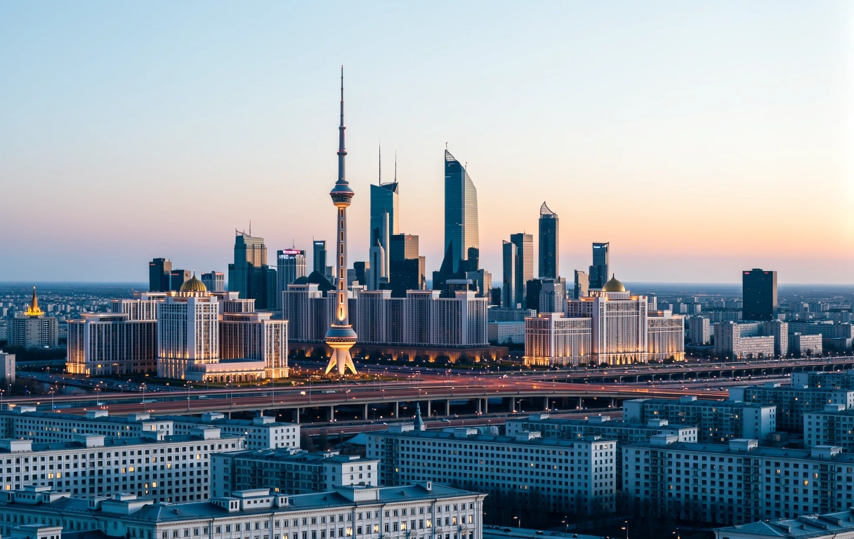 Astana skyline at twilight